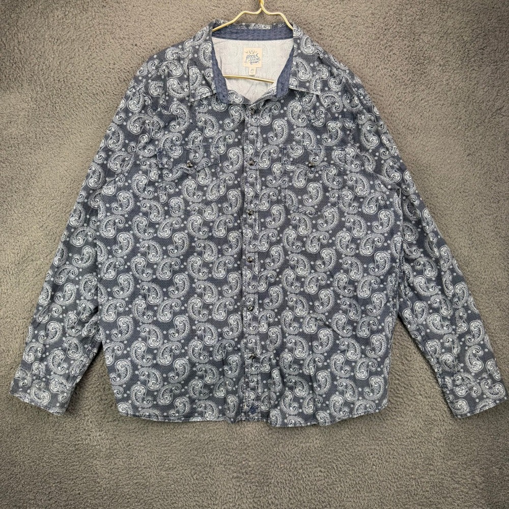 Moonshine Spirit Brad Paisley Mens XL Blue Paisley Snap Button Western Shirt